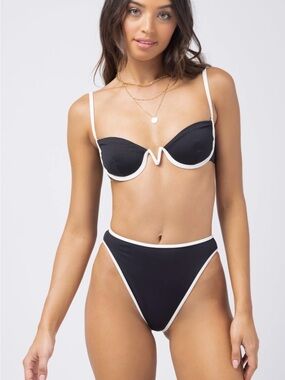 L*Space Nico Bikini, black and white, size medium top, size small bottom